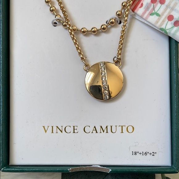 Vince Camuto Gold Necklace with Pendant and Stud Earrings - Picture 4 of 4